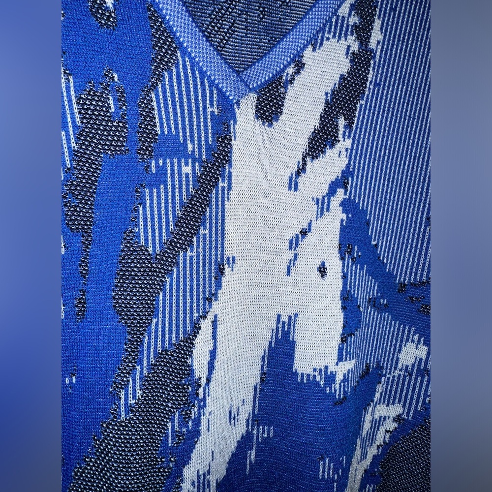 Ming Wang Blue Black Gray Abstract Midi Dress - Picture 5 of 9